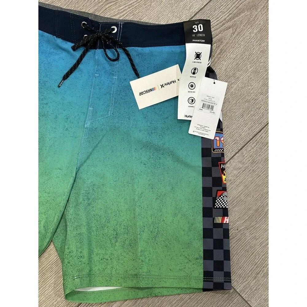 Hurley x Nascar Mens Phantom‎ Eco Nascar Racetrack Board Shorts Swim Size 30